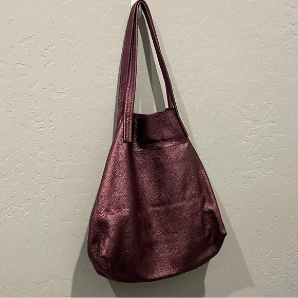 Kurt Geiger Metallic Burgundy Tote Bag  NWOT - Picture 2 of 3